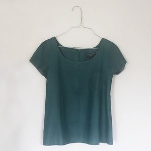 NWOT: LUCKY BRAND COLLECTION Leather Tee, Teal, XS
